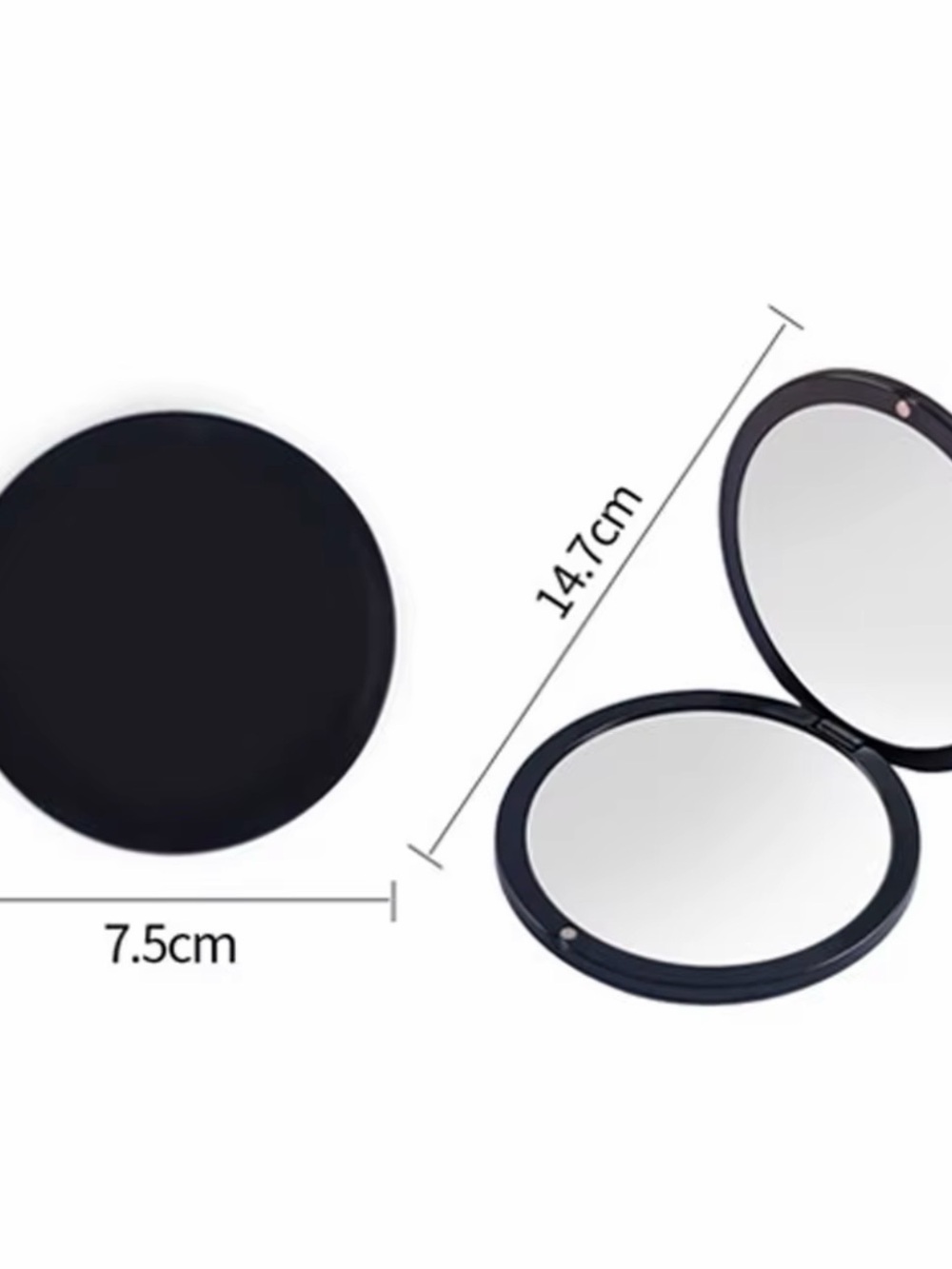Compact Double-Sided Travel Mirror - Black